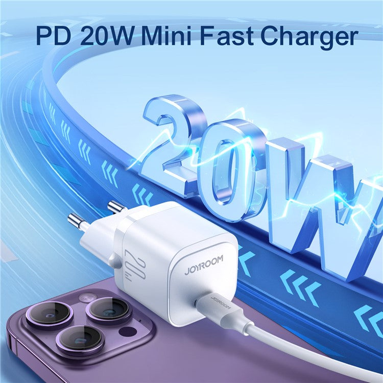 JOYROOM TCF02 PD 20W Fast Charger Type-C Single Port Mini Power Adapter for iPhone 16-15 Series - Black
