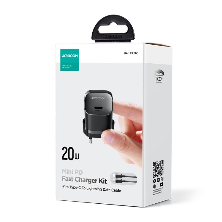 JOYROOM TCF02 PD 20W Fast Charger Type-C Single Port Mini Power Adapter for iPhone 16-15 Series - Black