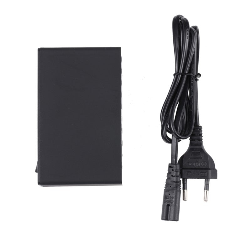 MFT-03Q USB Charger 10-Port 65W Multi-Port Type-C QC3.0 Charging Hub Compact Desktop Power Station - Black / UK Plug