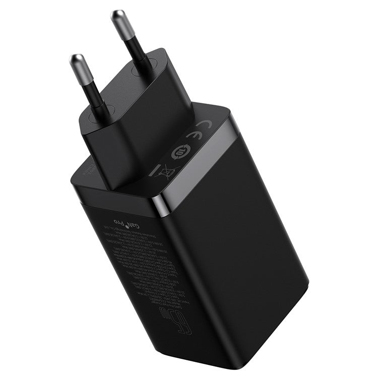 BASEUS GaN5 Pro Wall Charger 2 Type-C + 1 USB 65W Fast Charging Travel GaN Charger EU Plug Adapter - Black