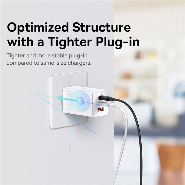 BASEUS GaN5 Pro Wall Charger 2 Type-C + 1 USB 65W Fast Charging Travel GaN Charger EU Plug Adapter - White