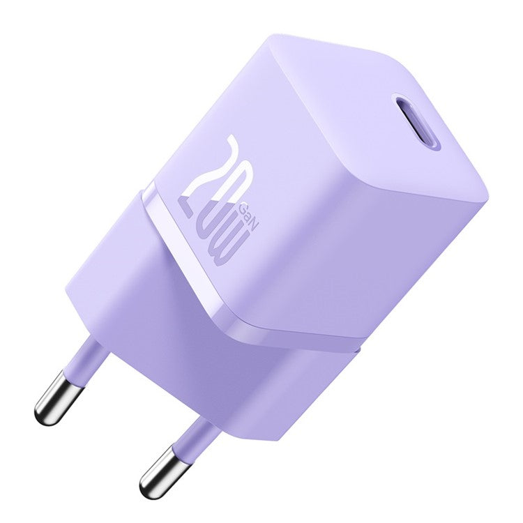 BASEUS 20W GaN5 Fast Charger Portable Type-C Port Wall Charging Adapter (Mini), EU Plug - Purple