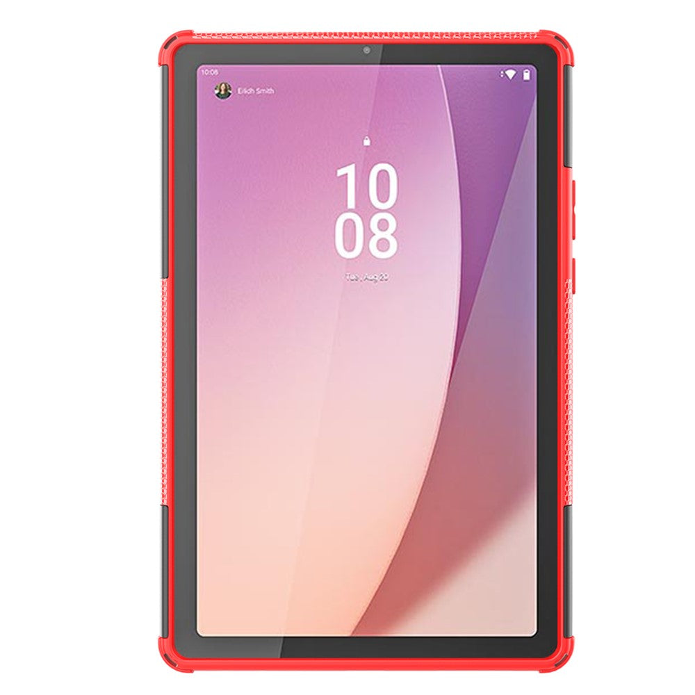 For Lenovo Tab M9 Tyre Pattern Kickstand Case PC+TPU Shockproof Tablet Cover - Red
