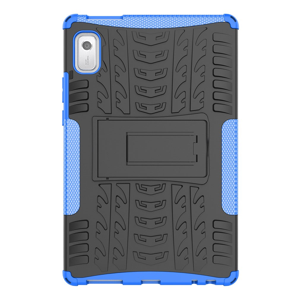 For Lenovo Tab M9 Tyre Pattern Kickstand Case PC+TPU Shockproof Tablet Cover - Blue