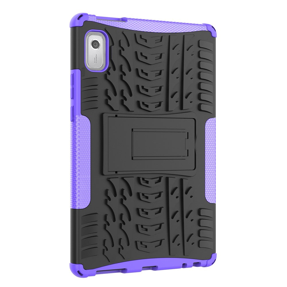 For Lenovo Tab M9 Tyre Pattern Kickstand Case PC+TPU Shockproof Tablet Cover - Purple