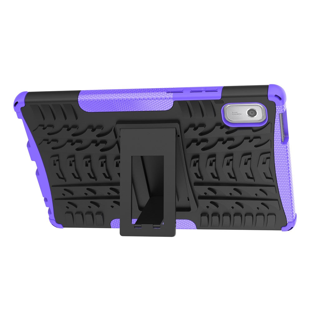 For Lenovo Tab M9 Tyre Pattern Kickstand Case PC+TPU Shockproof Tablet Cover - Purple