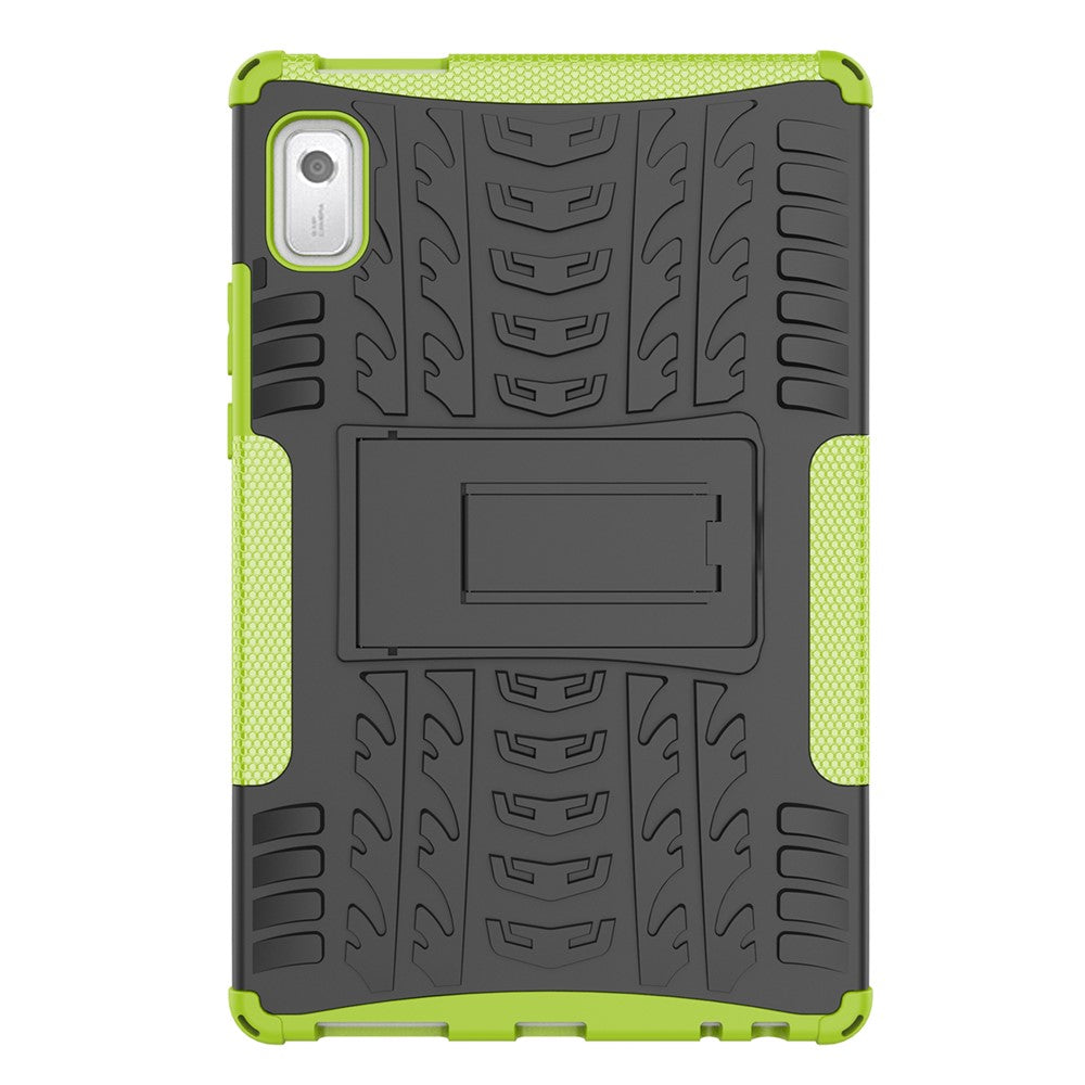 For Lenovo Tab M9 Tyre Pattern Kickstand Case PC+TPU Shockproof Tablet Cover - Green