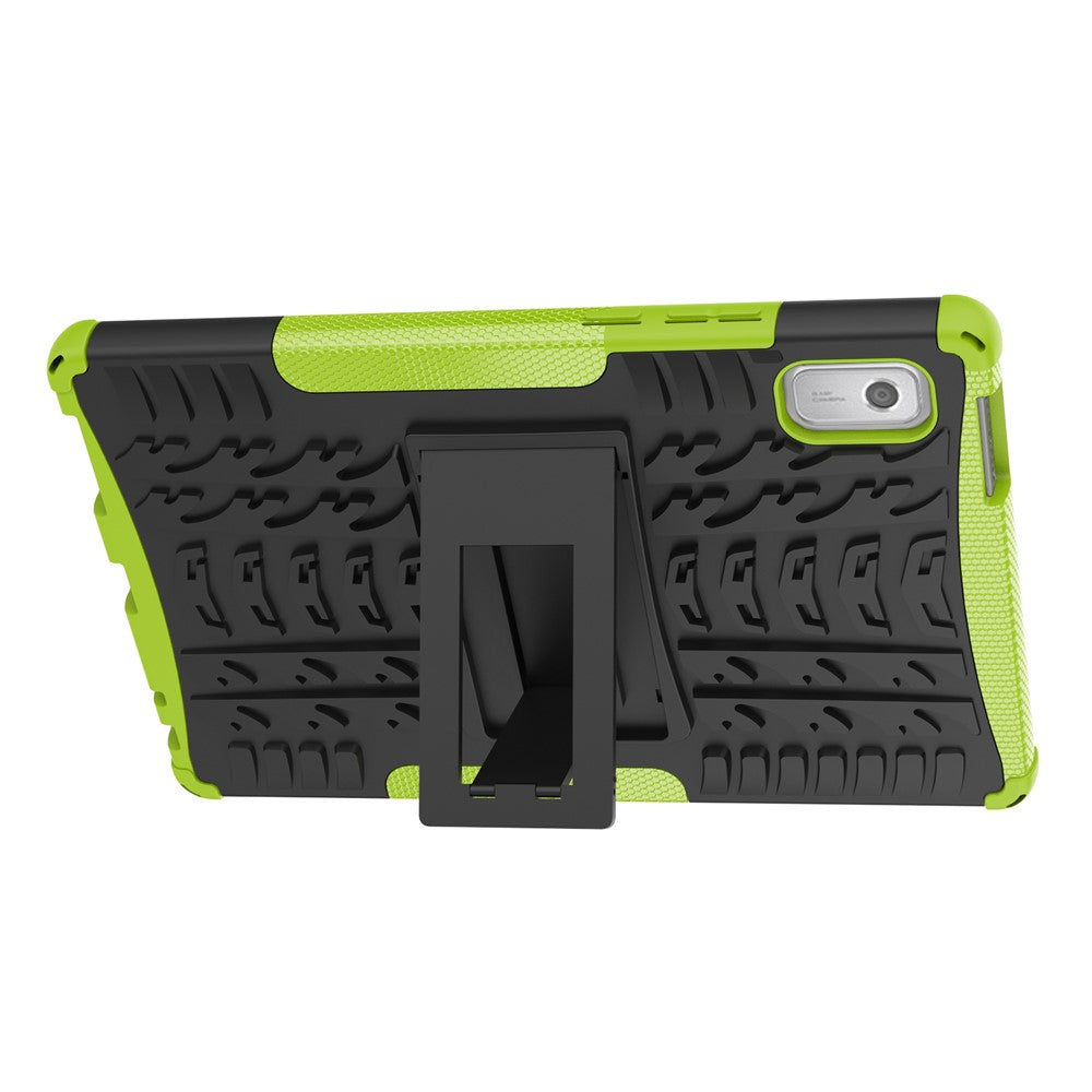 For Lenovo Tab M9 Tyre Pattern Kickstand Case PC+TPU Shockproof Tablet Cover - Green