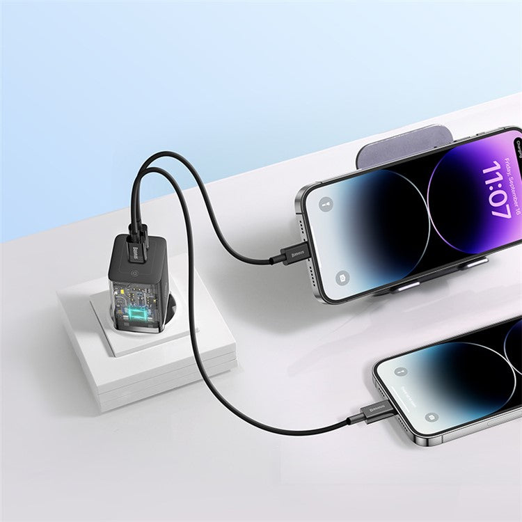 BASEUS CCGAN40CE-M GaN5 Pro Fast Charger Dual Type-C Output 40W Fasting Charging Phone GaN Charger, EU Plug - Black