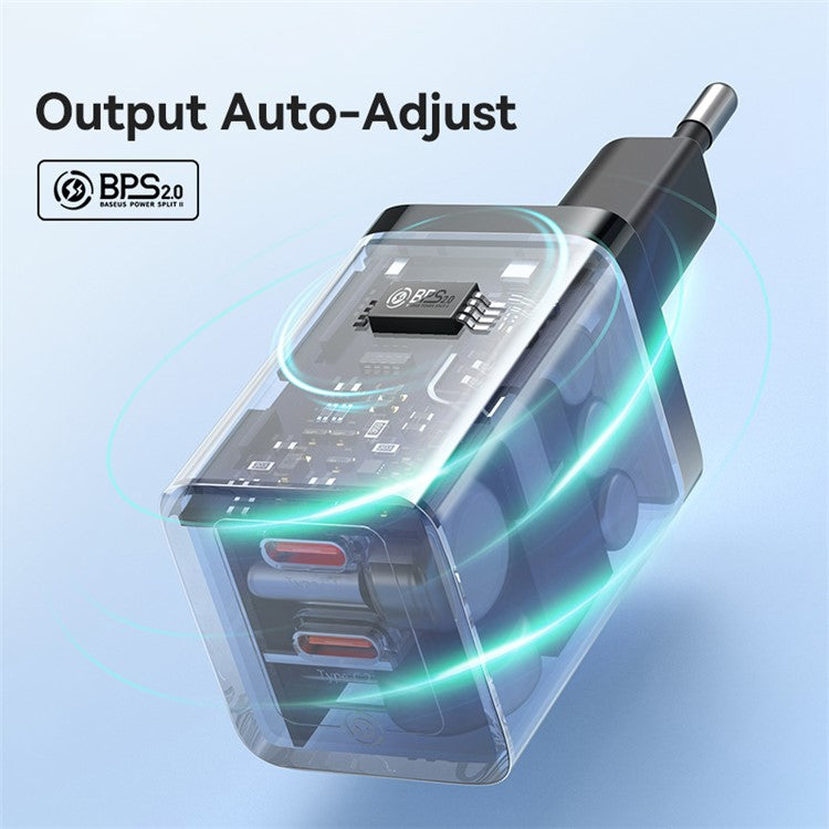 BASEUS CCGAN40CE-M GaN5 Pro Fast Charger Dual Type-C Output 40W Fasting Charging Phone GaN Charger, EU Plug - Black