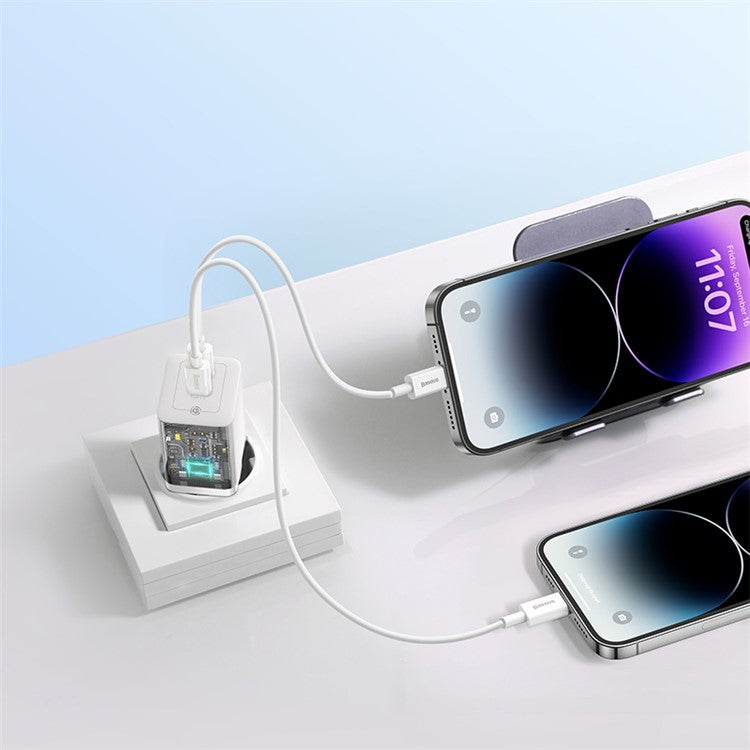 BASEUS CCGAN40CE-M GaN5 Pro Fast Charger Dual Type-C Output 40W Fasting Charging Phone GaN Charger, EU Plug - White