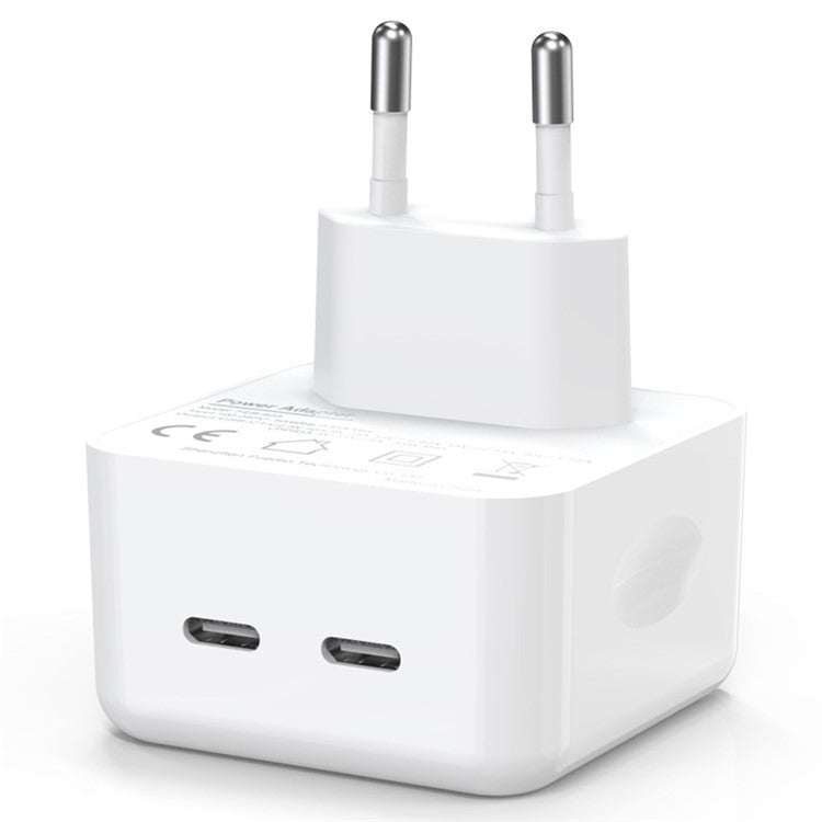 NORTHJO NOGAN3502 GaN Wall Charger PD 35W Dual Type-C PPS Fast Charging Adapter - White / EU Plug