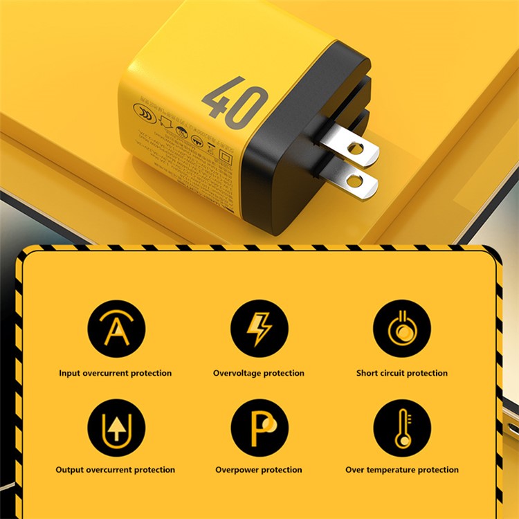 WEKOME WP-U128 40W GaN Dual Type-C Port Wall Charger Phone Fast Charging Adapter - EU Plug