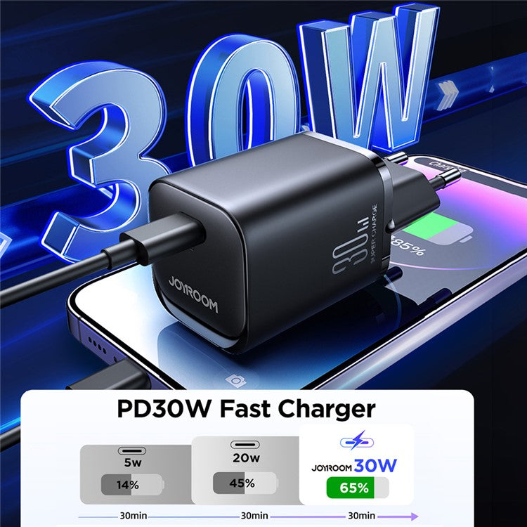 JOYROOM JR-TCF07 Speed Series EU Plug PD 30W Phone Fast Charge Plastic Adapter Single Type-C Wall Charger