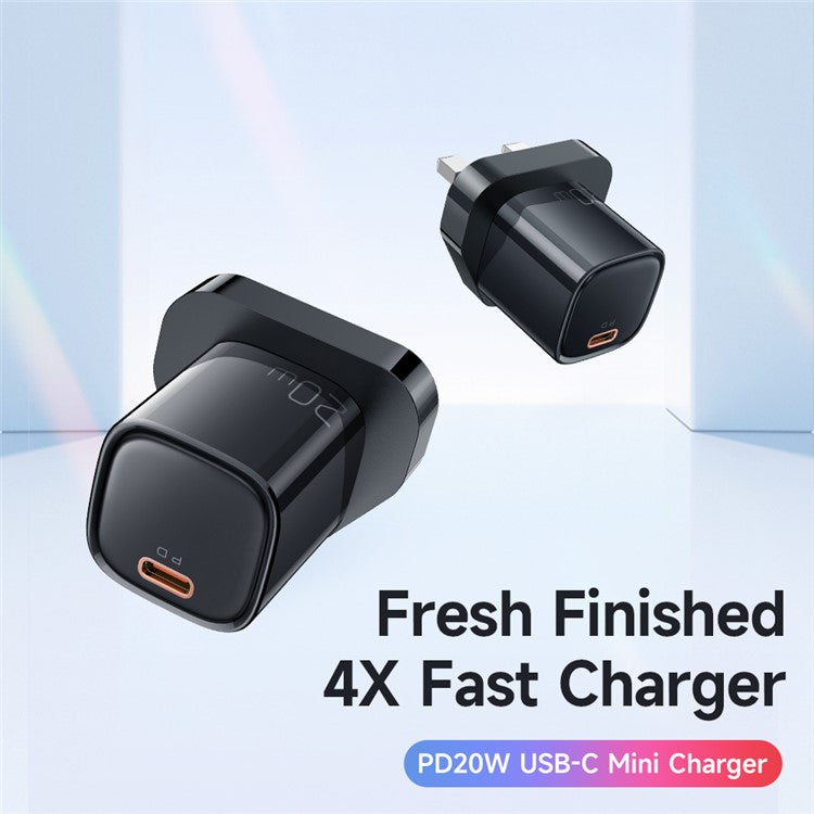 MCDODO Nano Series PD 20W Phone Fast Charging Adapter Singe Type-C Port Wall Charger - Black / UK Plug