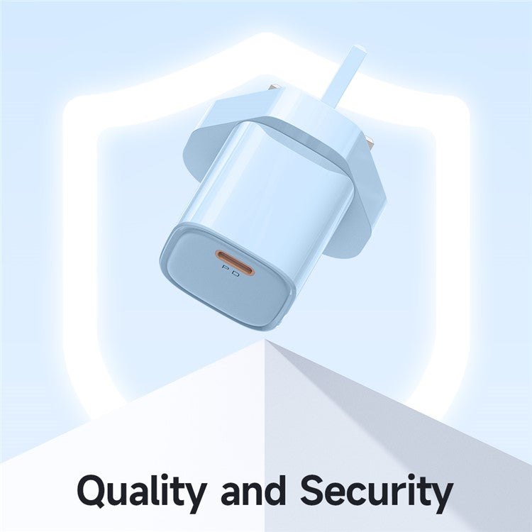 MCDODO Nano Series PD 20W Phone Fast Charging Adapter Singe Type-C Port Wall Charger - Blue / UK Plug