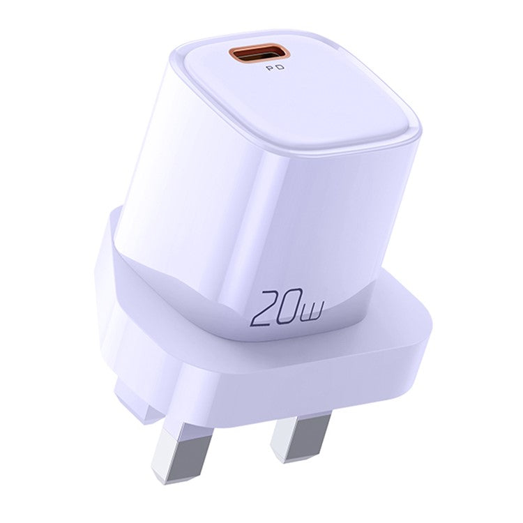 MCDODO Nano Series PD 20W Phone Fast Charging Adapter Singe Type-C Port Wall Charger - Purple / UK Plug
