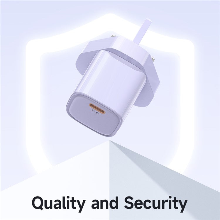 MCDODO Nano Series PD 20W Phone Fast Charging Adapter Singe Type-C Port Wall Charger - Purple / UK Plug