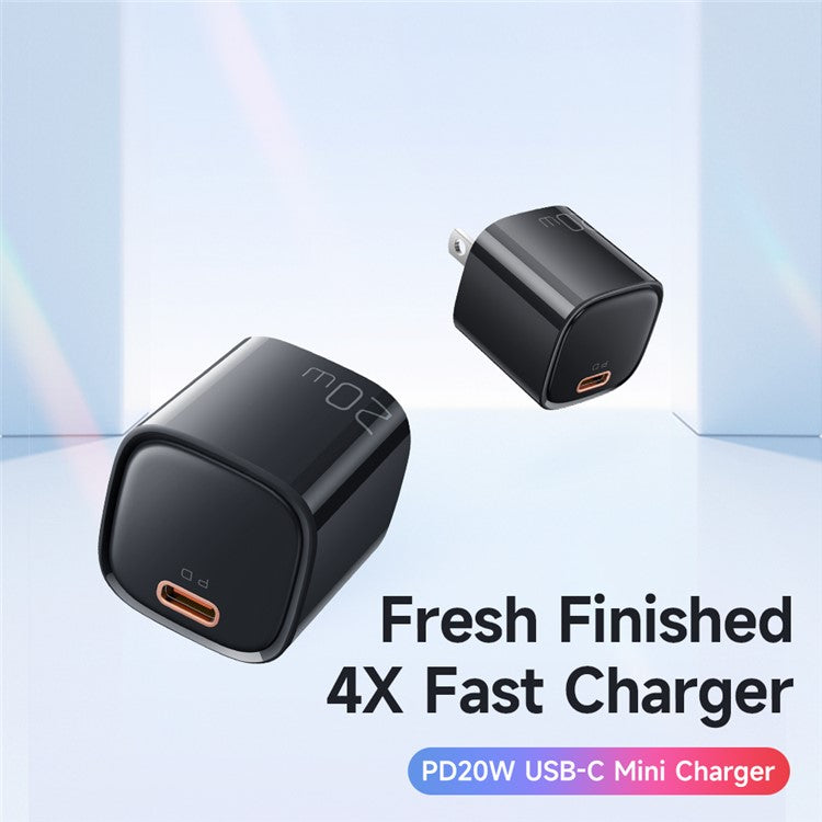 MCDODO Nano Series PD 20W Phone Fast Charging Adapter Singe Type-C Port Wall Charger - Black / US Plug