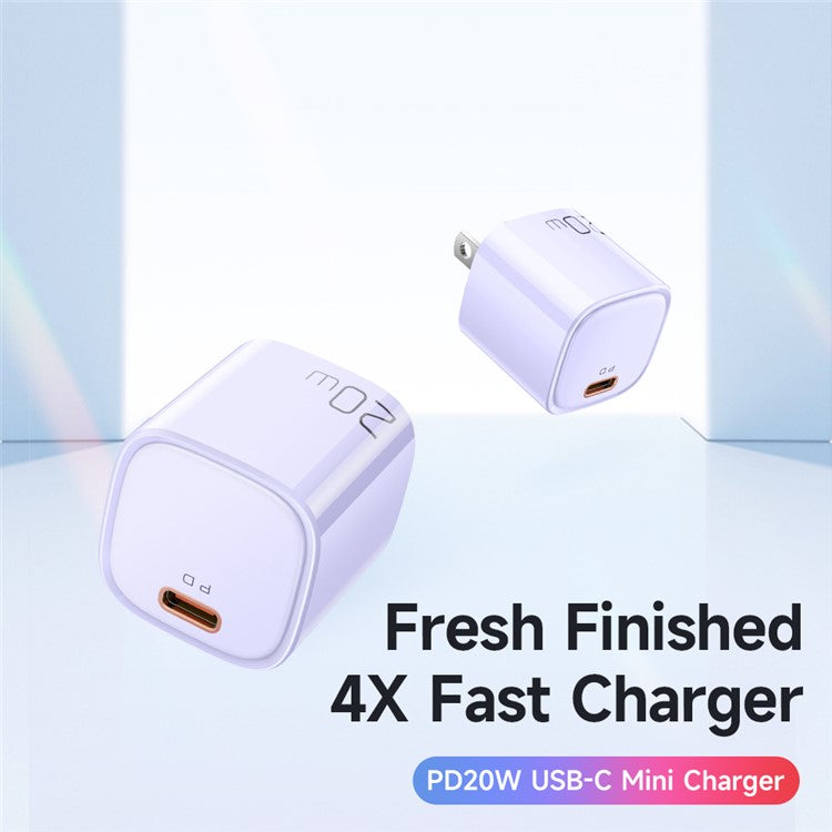 MCDODO Nano Series PD 20W Phone Fast Charging Adapter Singe Type-C Port Wall Charger - Purple / US Plug
