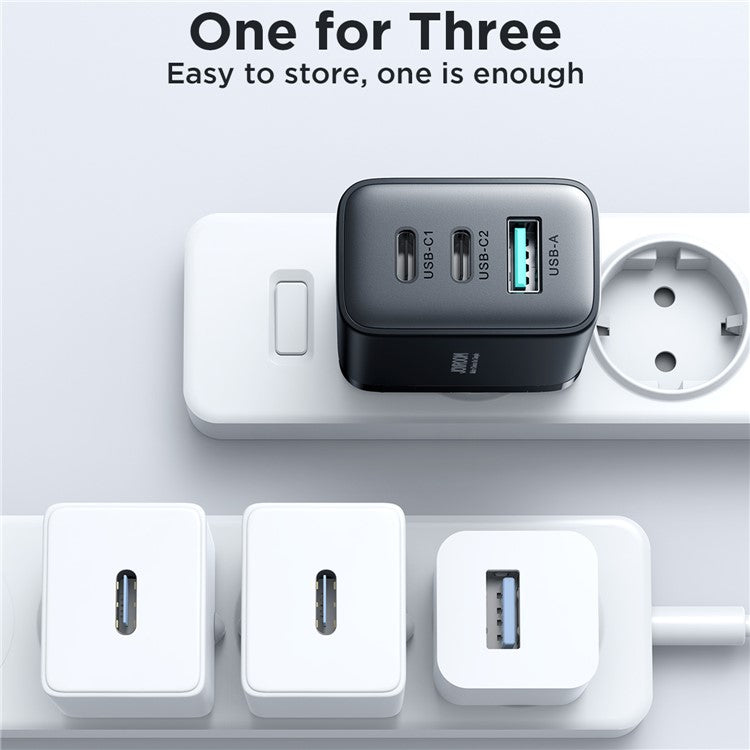 JOYROOM TCF10 32W 1 USB + 2 Type-C Fast Charging Adapter 3-port Wall Charger, EU Plug