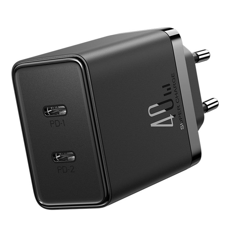 JOYROOM TCF09 PD 40W Fast Charger Portable Power Adapter Type-C Dual Port Charging Block, EU Plug