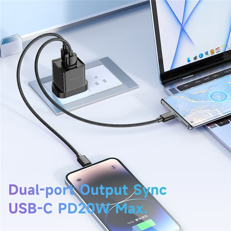 MCDODO CH-414 UK Plug 33W GaN USB+Type-C Wall Charger Fireproof PC Phone Charging Adapter - Black