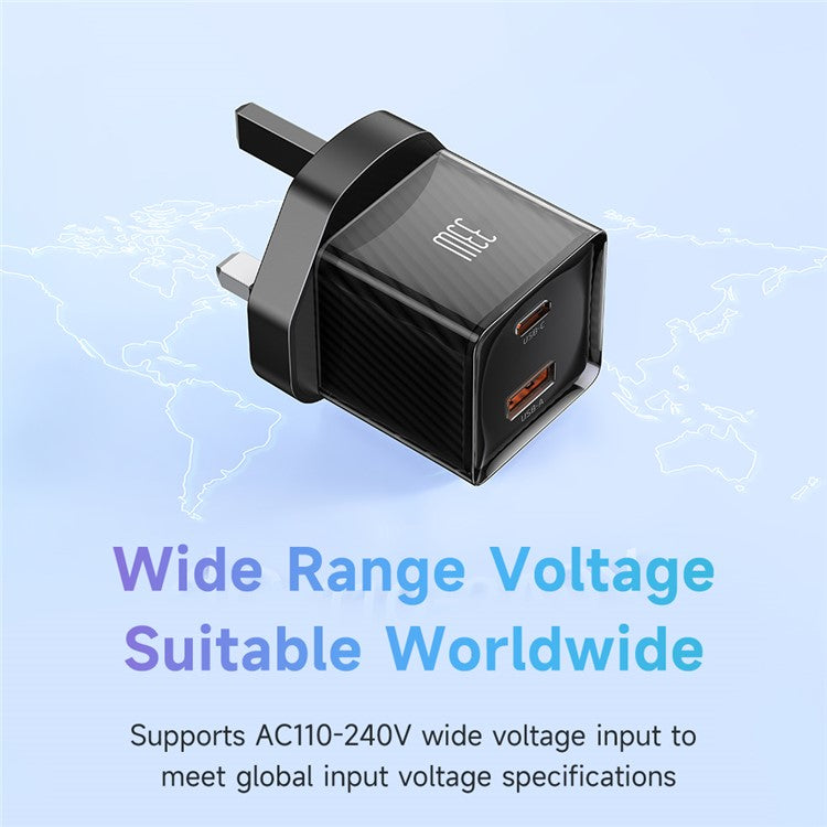 MCDODO CH-414 UK Plug 33W GaN USB+Type-C Wall Charger Fireproof PC Phone Charging Adapter - Black