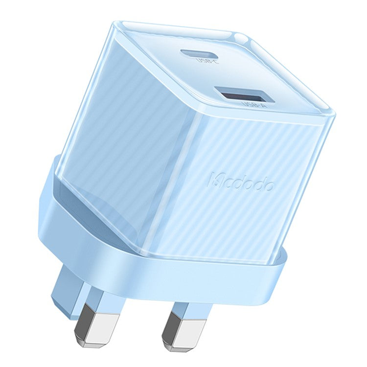 MCDODO CH-414 UK Plug 33W GaN USB+Type-C Wall Charger Fireproof PC Phone Charging Adapter - Blue