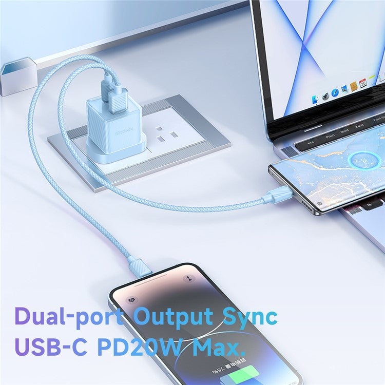 MCDODO CH-414 UK Plug 33W GaN USB+Type-C Wall Charger Fireproof PC Phone Charging Adapter - Blue
