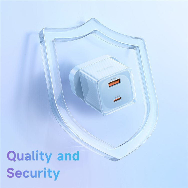 MCDODO CH-414 UK Plug 33W GaN USB+Type-C Wall Charger Fireproof PC Phone Charging Adapter - Blue
