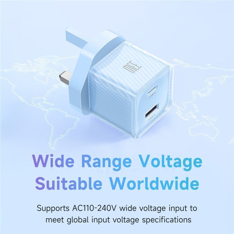MCDODO CH-414 UK Plug 33W GaN USB+Type-C Wall Charger Fireproof PC Phone Charging Adapter - Blue