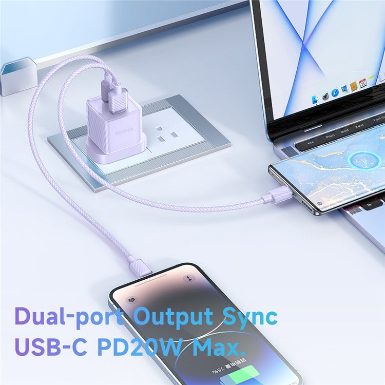 MCDODO CH-414 UK Plug 33W GaN USB+Type-C Wall Charger Fireproof PC Phone Charging Adapter - Purple