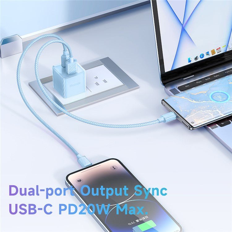 MCDODO CH-413 US Plug 33W GaN USB+Type-C Fireproof PC Wall Charger Phone Charging Adapter - Blue