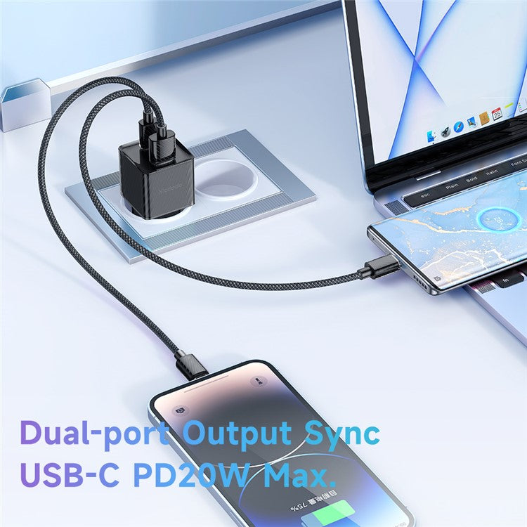 MCDODO CH-415 33W GaN USB+Type-C EU Plug Wall Charger Fireproof PC Phone Tablet Power Adapter - Black