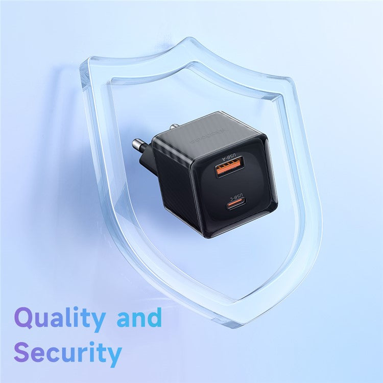 MCDODO CH-415 33W GaN USB+Type-C EU Plug Wall Charger Fireproof PC Phone Tablet Power Adapter - Black