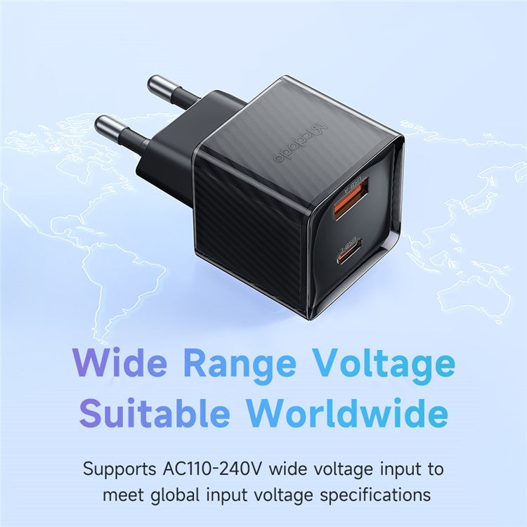 MCDODO CH-415 33W GaN USB+Type-C EU Plug Wall Charger Fireproof PC Phone Tablet Power Adapter - Black