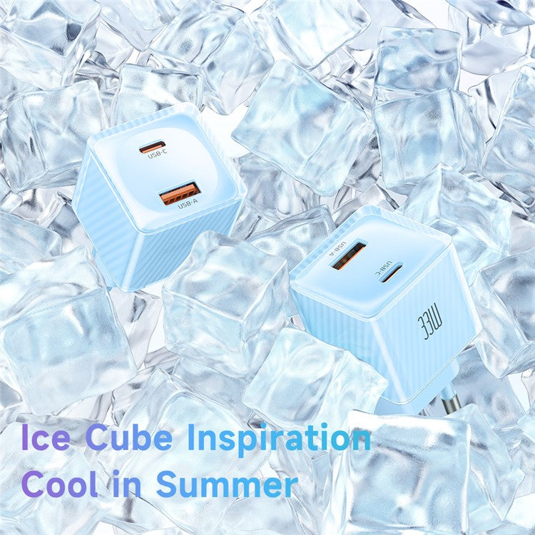 MCDODO CH-415 33W GaN USB+Type-C EU Plug Wall Charger Fireproof PC Phone Tablet Power Adapter - Blue