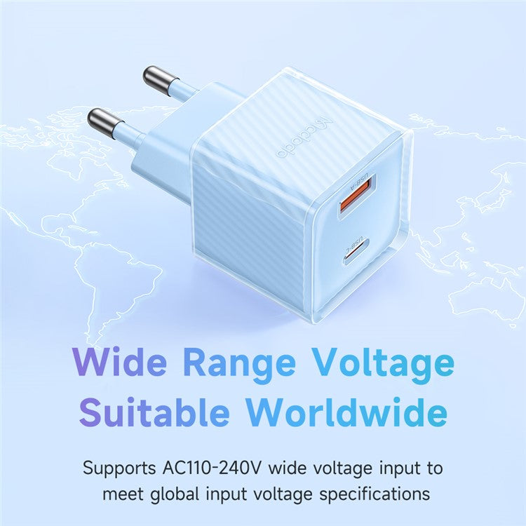 MCDODO CH-415 33W GaN USB+Type-C EU Plug Wall Charger Fireproof PC Phone Tablet Power Adapter - Blue