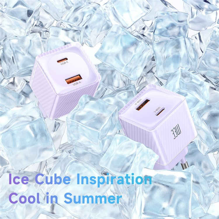 MCDODO CH-415 33W GaN USB+Type-C EU Plug Wall Charger Fireproof PC Phone Tablet Power Adapter - Purple