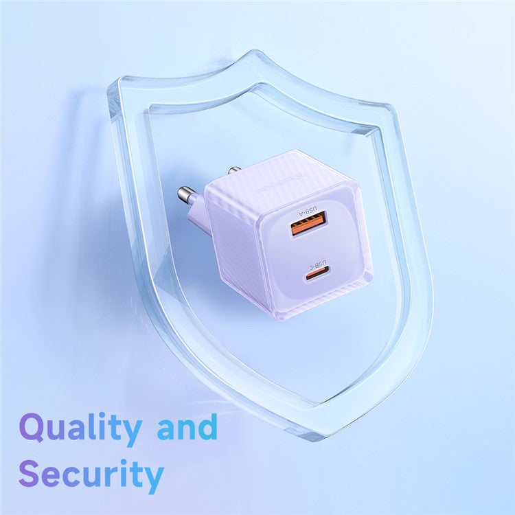 MCDODO CH-415 33W GaN USB+Type-C EU Plug Wall Charger Fireproof PC Phone Tablet Power Adapter - Purple