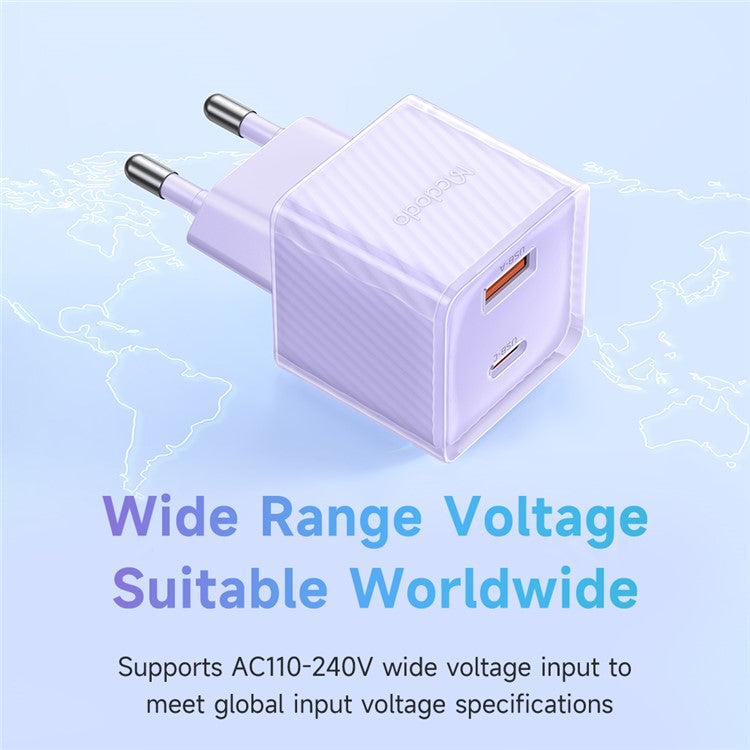 MCDODO CH-415 33W GaN USB+Type-C EU Plug Wall Charger Fireproof PC Phone Tablet Power Adapter - Purple