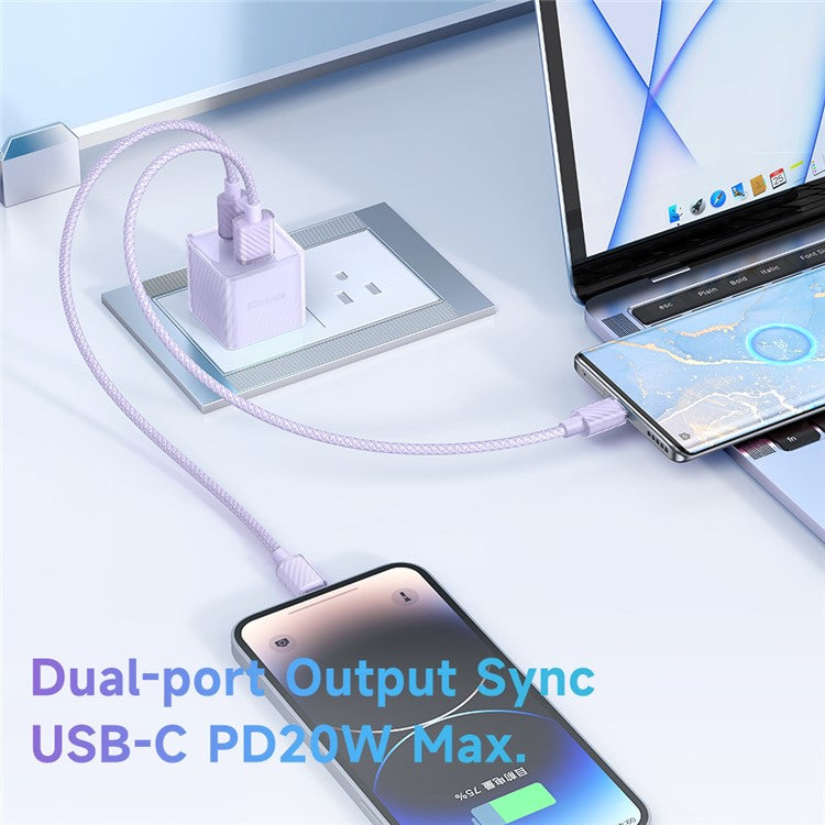 MCDODO CH-413 Dichromatic Series Charging Block 33W USB-A + Type-C Dual Port PD GaN Charger - Purple