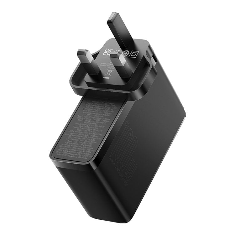 BASEUS GaN5 Pro Wall Charger UK Plug 2*Type-C+2*USB-A 100W Fast Charging Block, with 1m Type-C to Type-C Cable 100W (20V / 5A) - Black