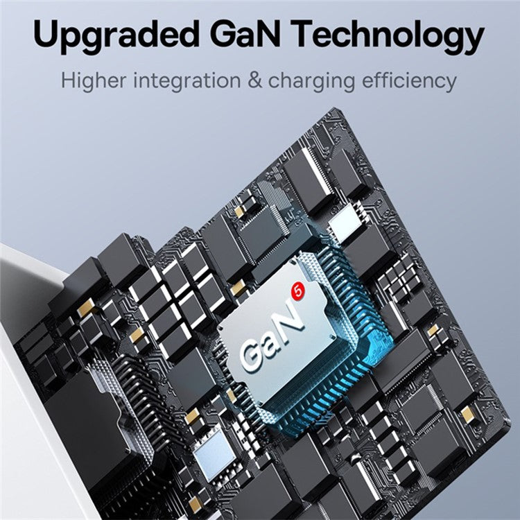 BASEUS GaN5 Pro Fast Charger 2 Type-C+USB-A 65W UK Plug Charging Adapter, with Type-C to Type-C Cable 100W (20V / 5A) 1m - White