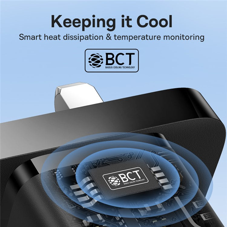 BASEUS GaN5 Fast Charging Adapter Mini Edition Type-C Single Port 30W UK Plug Wall Charger - Black