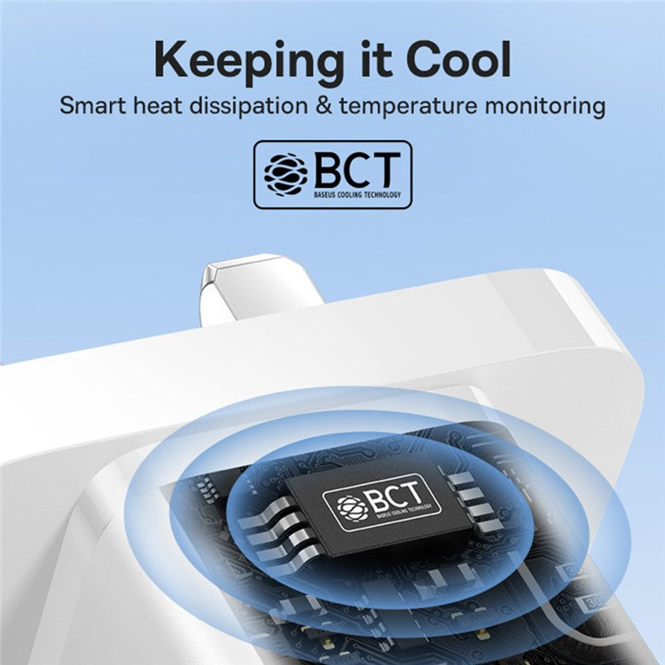 BASEUS GaN5 Fast Charging Adapter Mini Edition Type-C Single Port 30W UK Plug Wall Charger - White