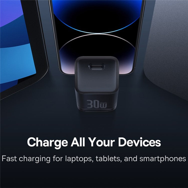 BASEUS GaN5S Fast Charger Portable Type-C 30W Wall Charger Adapter, US Plug - Black