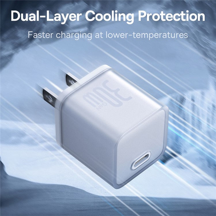 BASEUS GaN5S Fast Charger Portable Type-C 30W Wall Charger Adapter, US Plug - White