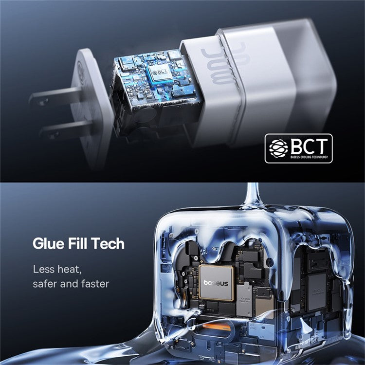 BASEUS GaN5S Fast Charger Portable Type-C 30W Wall Charger Adapter, US Plug - White